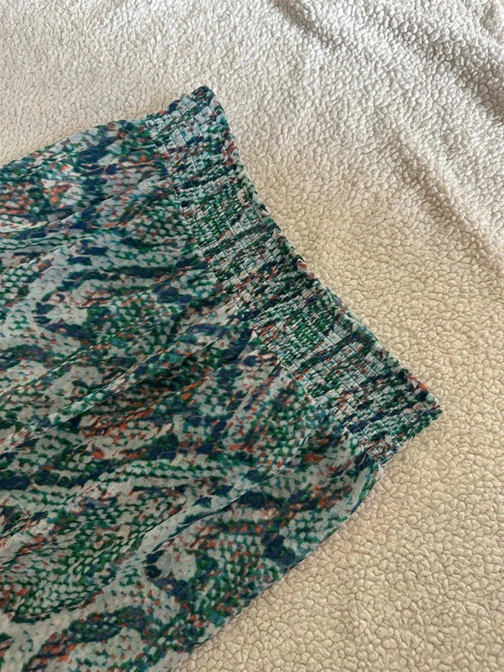 Ramy Brook Snakeskin Smocked Ruffle Maxi Skirt Swim Cover Up Sz L Resort Beach